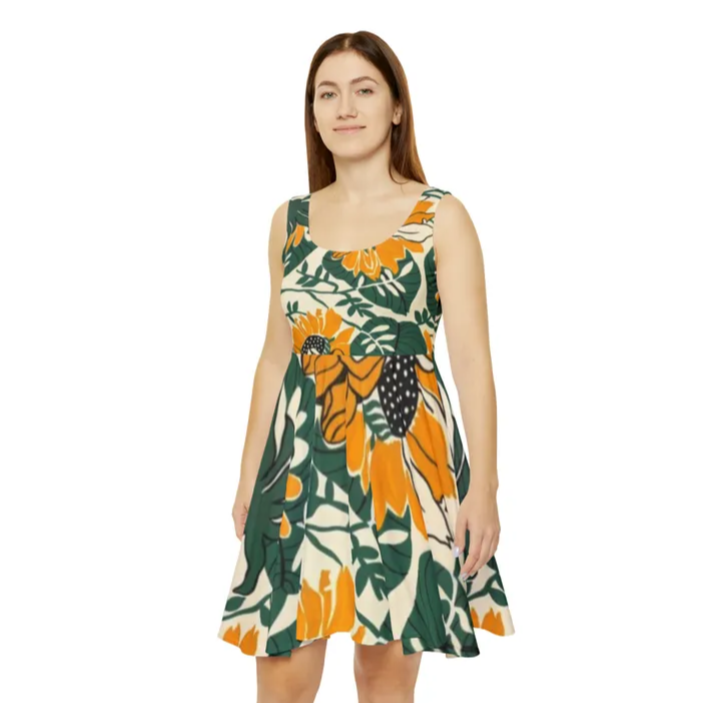 Women's Skater Dress (AOP) Flower size Large _2