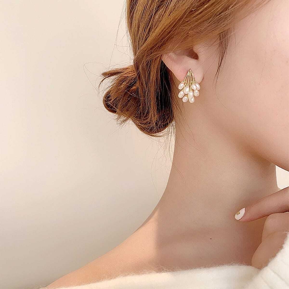 1pair Elegant Pearl Earrings_1