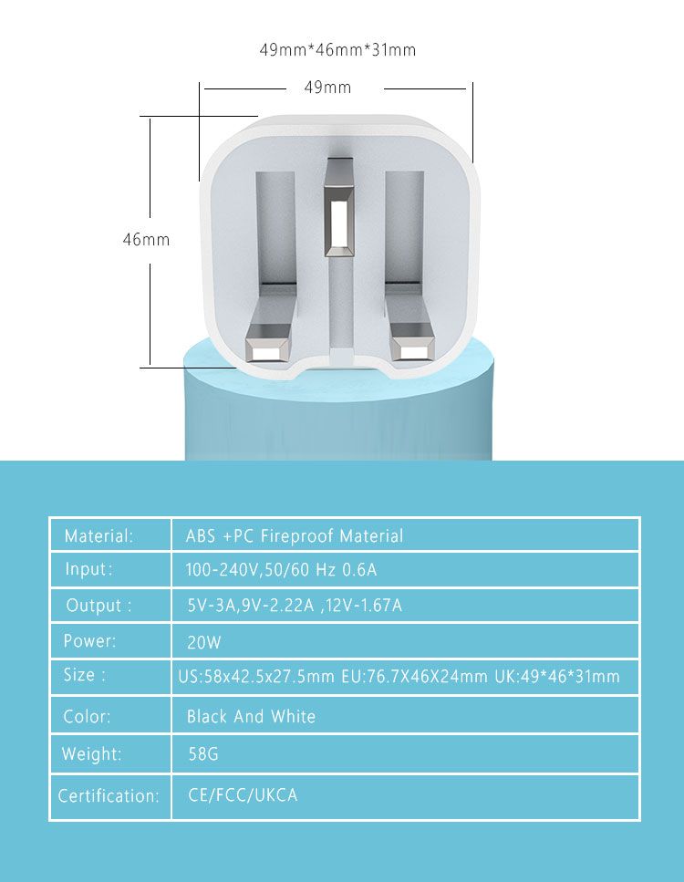 UK Plug UKCA 20W PD Power Adapter Type-C_10