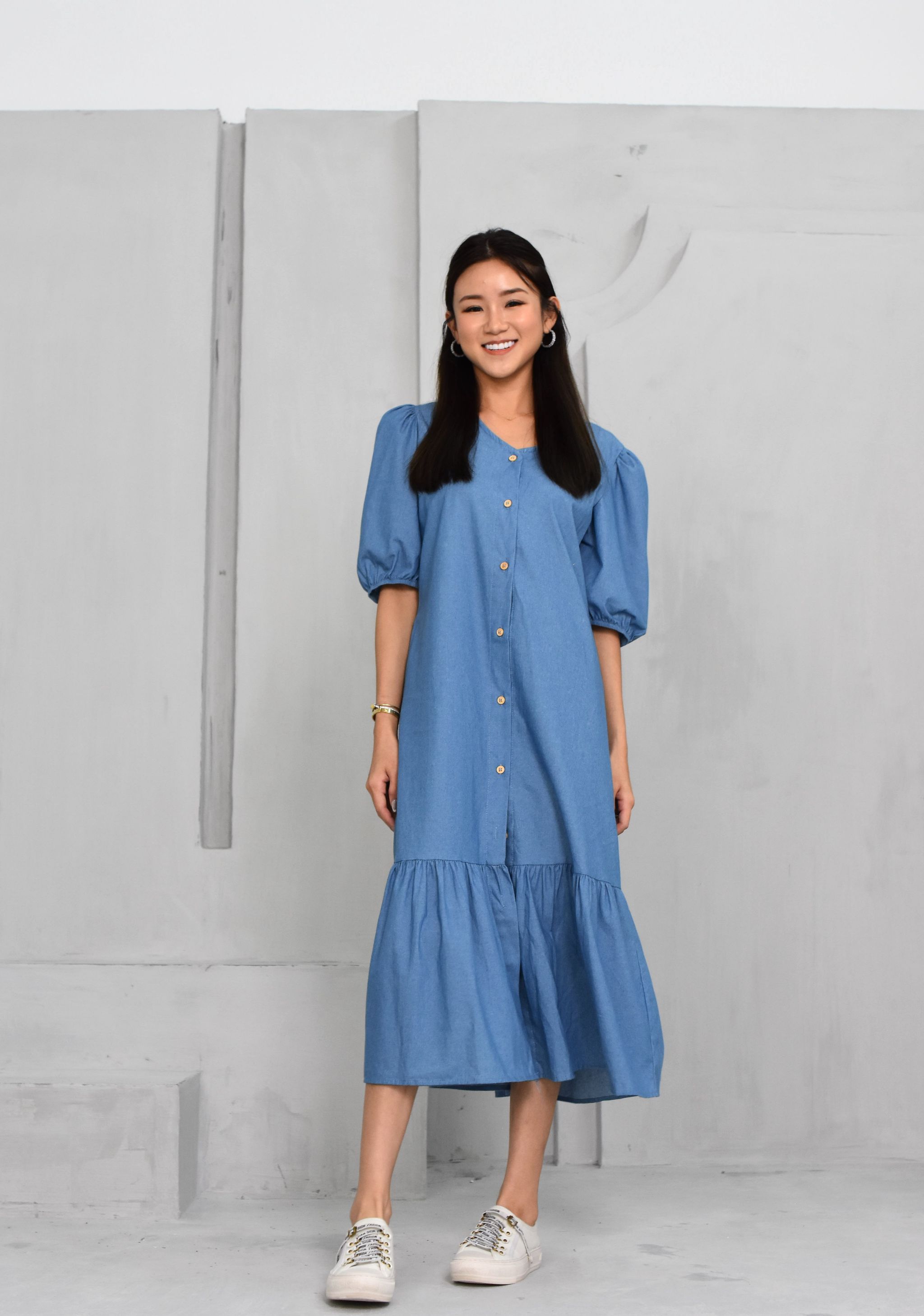 BUTTON DOWN DENIM DRESS_0