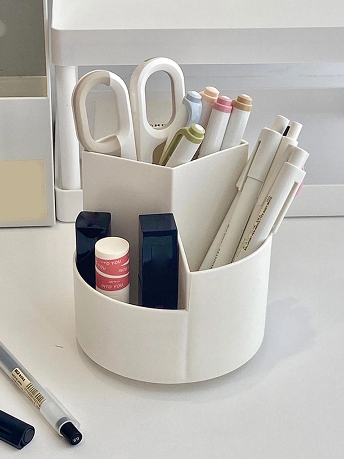 360 Rotating Multifunctional Makeup Storage Holder - White_0