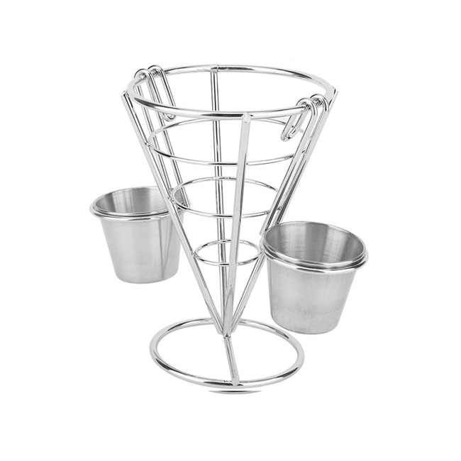 Metal Fries Holder 2 Sauce Dippers_1