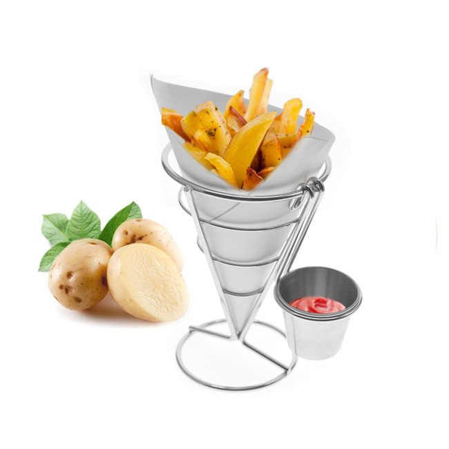 Metal Fries Holder 2 Sauce Dippers_8