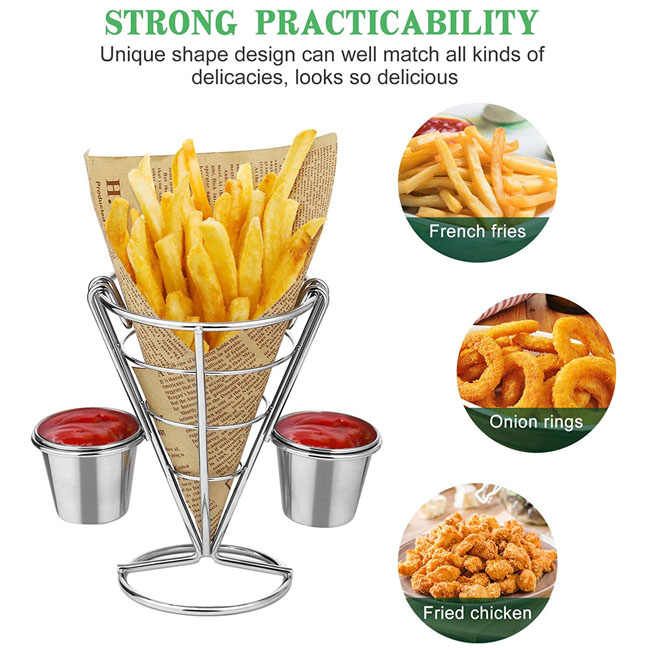 Metal Fries Holder 2 Sauce Dippers_6