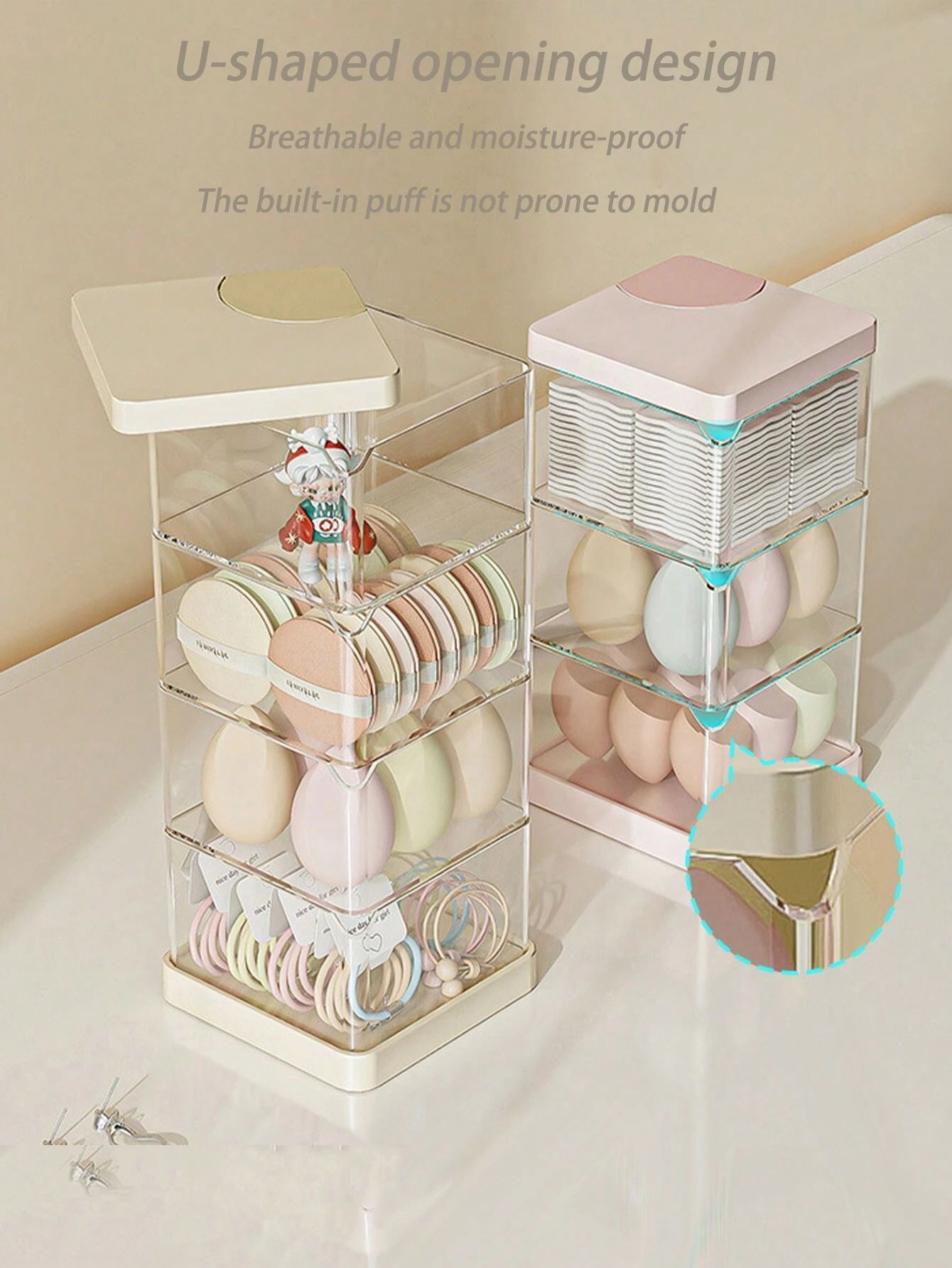 3-Tier Multifunctional Storage Rotating Organizer Box - Pink_0