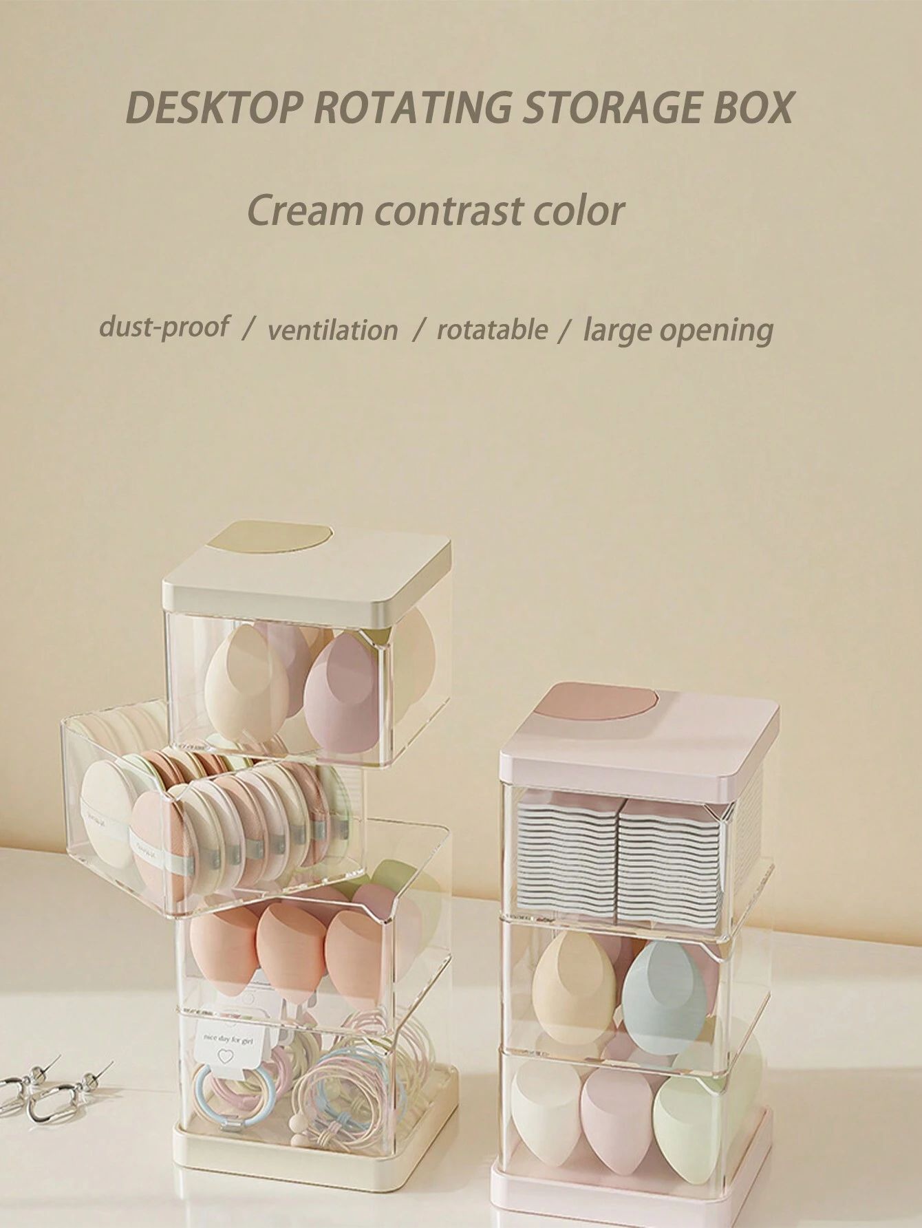 3-Tier Multifunctional Storage Rotating Organizer Box - Pink_3