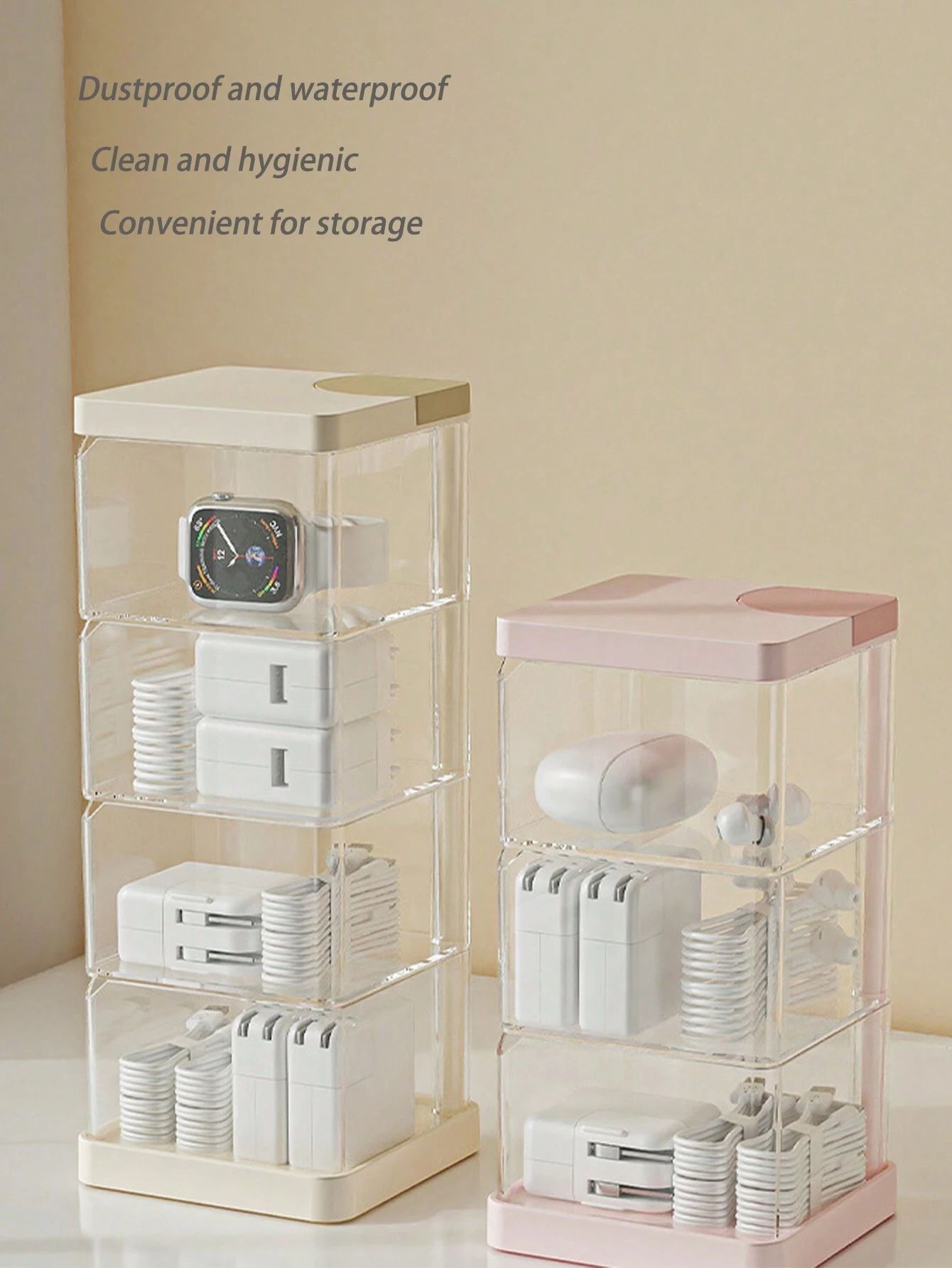 3-Tier Multifunctional Storage Rotating Organizer Box - Pink_2