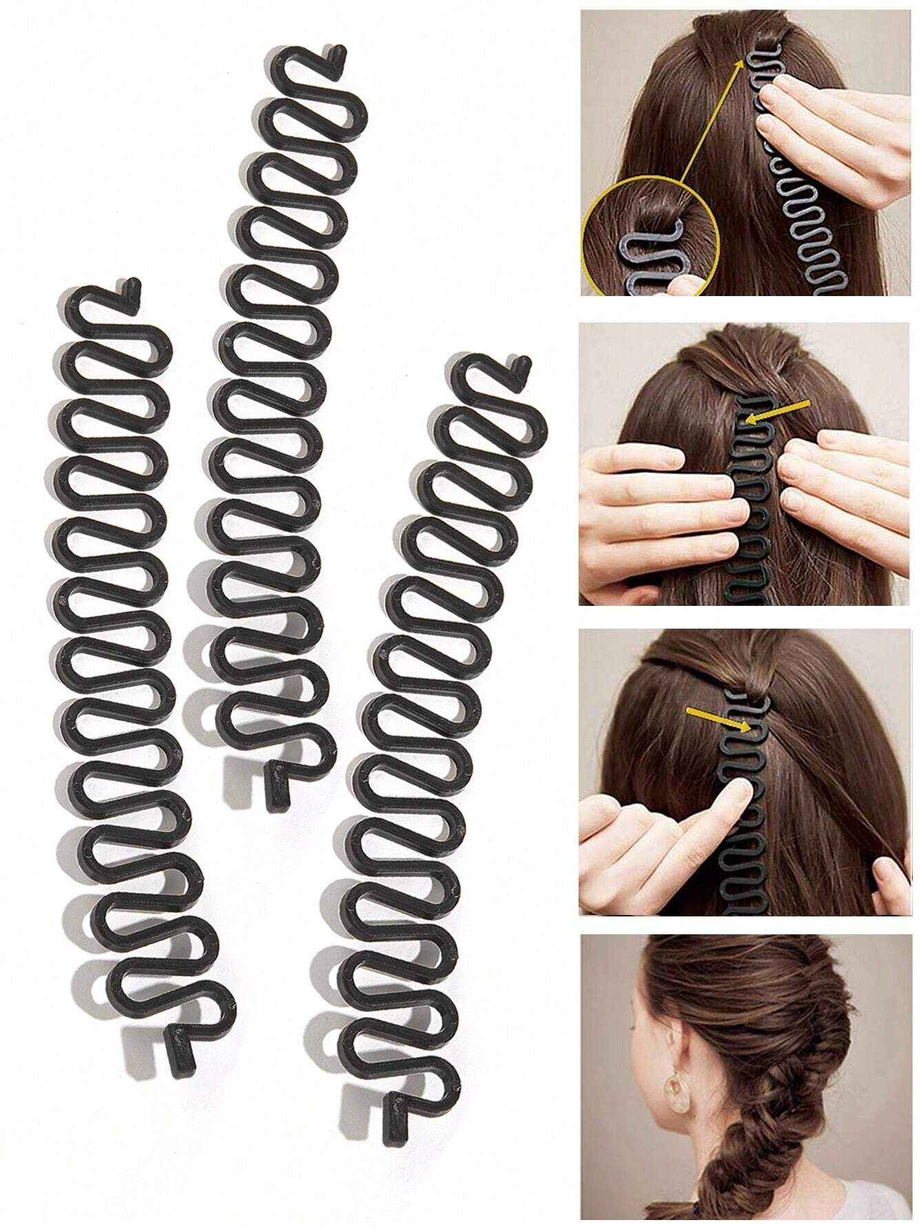 1pc Lazy Braid Hair Styling Tool - Black_1