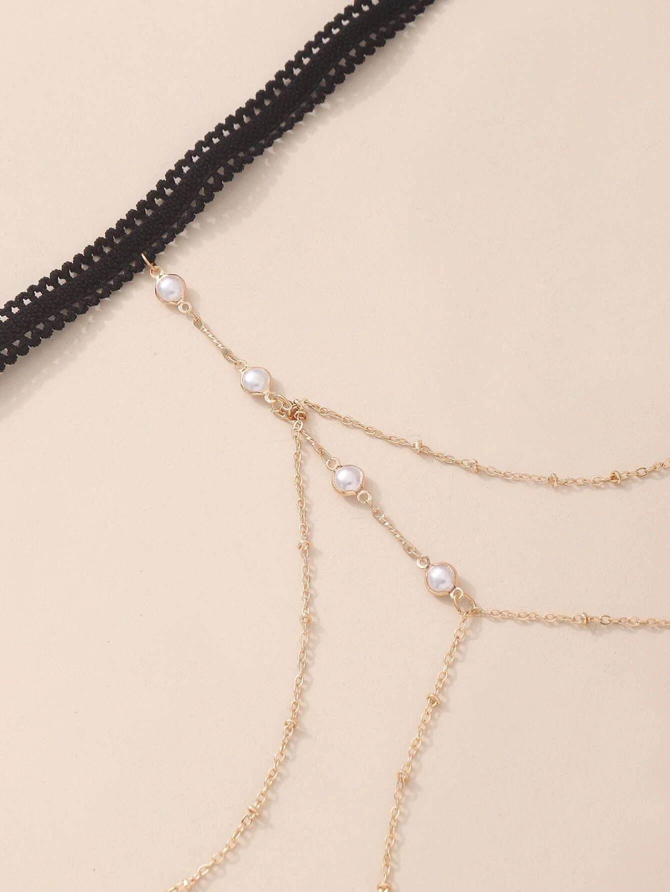 Faux Pearl Decor Thigh Chain_1