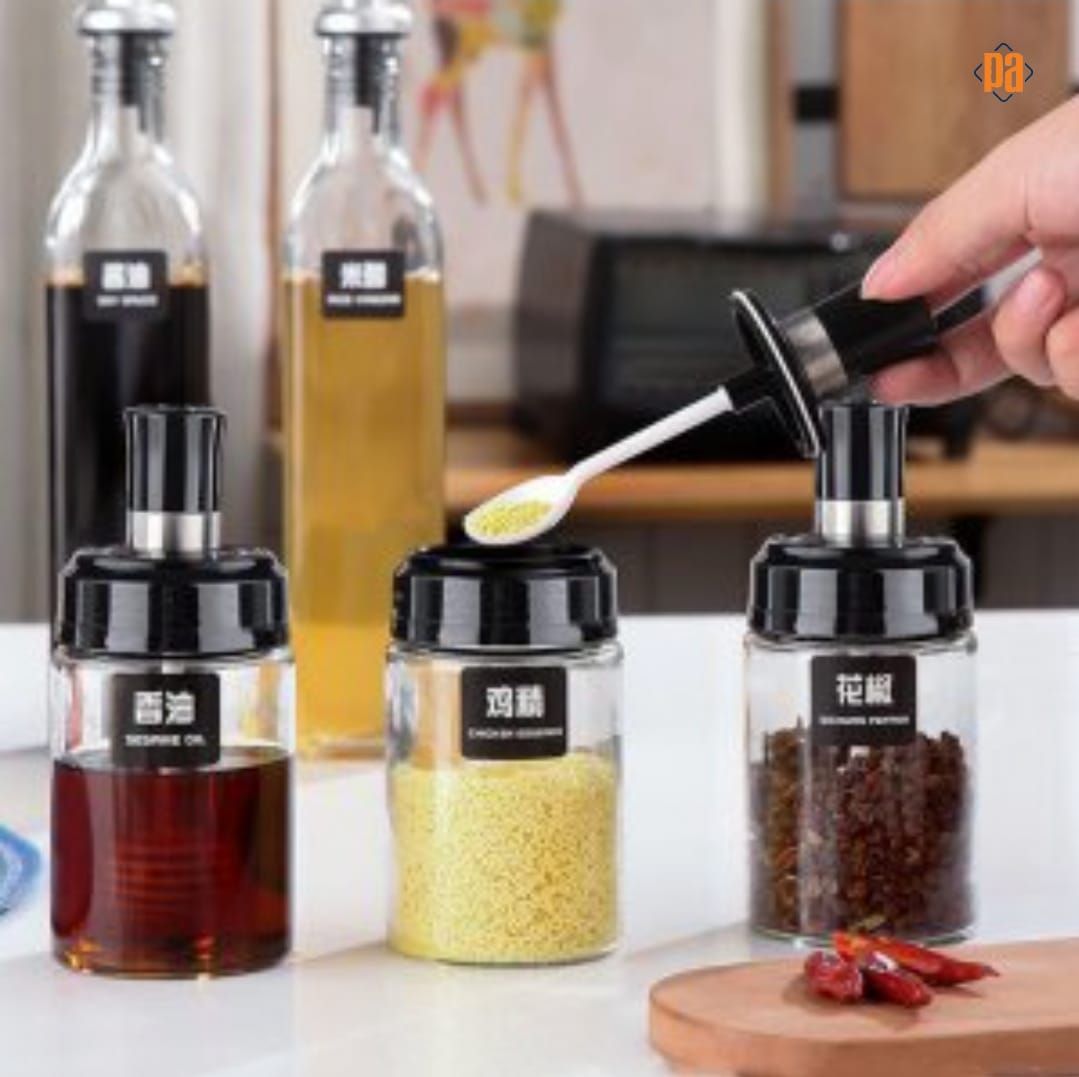 5pcs Oil And Seasoning Pot Set (3pcs Spices Bottles & 2pcs Oil Or Vinegar Bottles Set)_2