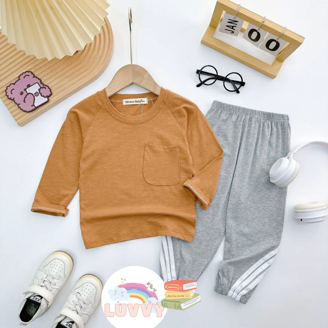 [128] Neutral Coloured Pajamas Set (90~130)_2