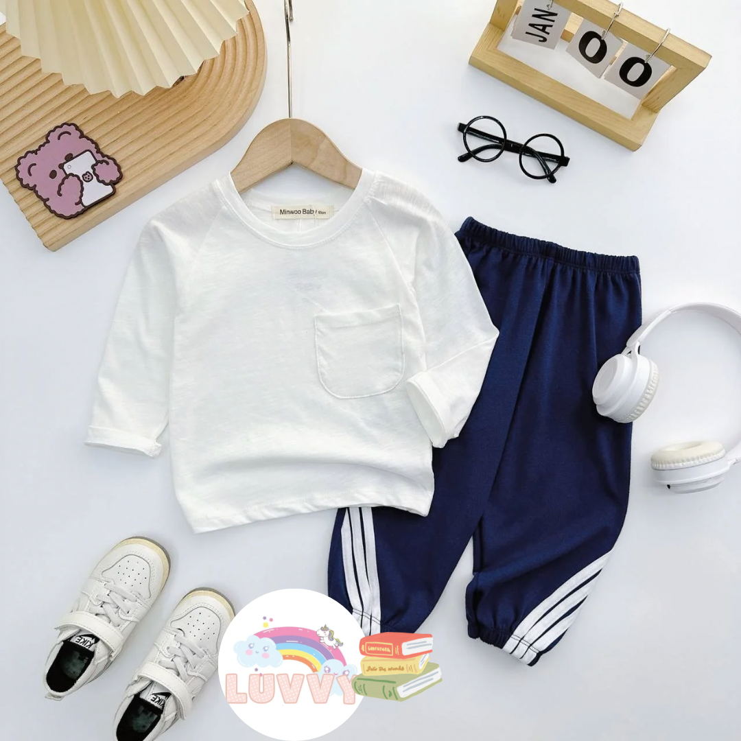 [128] Neutral Coloured Pajamas Set (90~130)_3