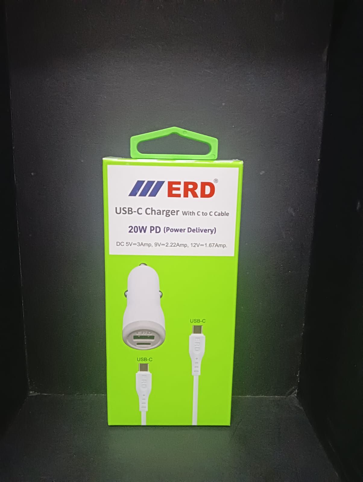 ERD CC-49 Car Mobile Charger (20W PD) with Type-C to Type-C Cable_1