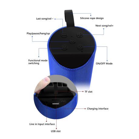 Harwa Portable Wireless Speaker with TF Card Functionality - Blue_1