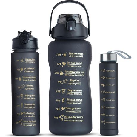 Motivational Time-Marked Water Bottles 2l Black Lockable Lid Water Bottle_0