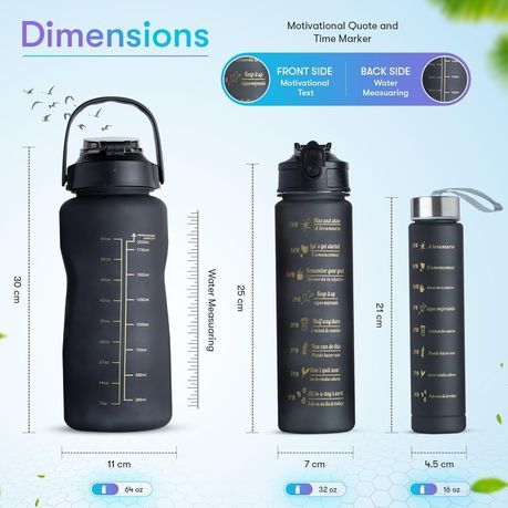 Motivational Time-Marked Water Bottles 2l Black Lockable Lid Water Bottle_2