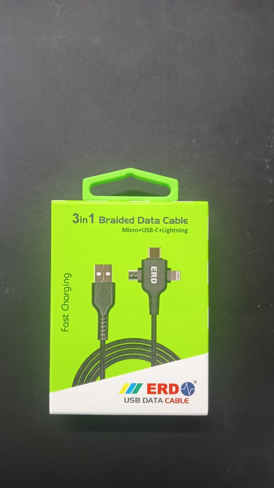 ERD UC-83 3 in 1 Braided Cable 1 Meter Black_1