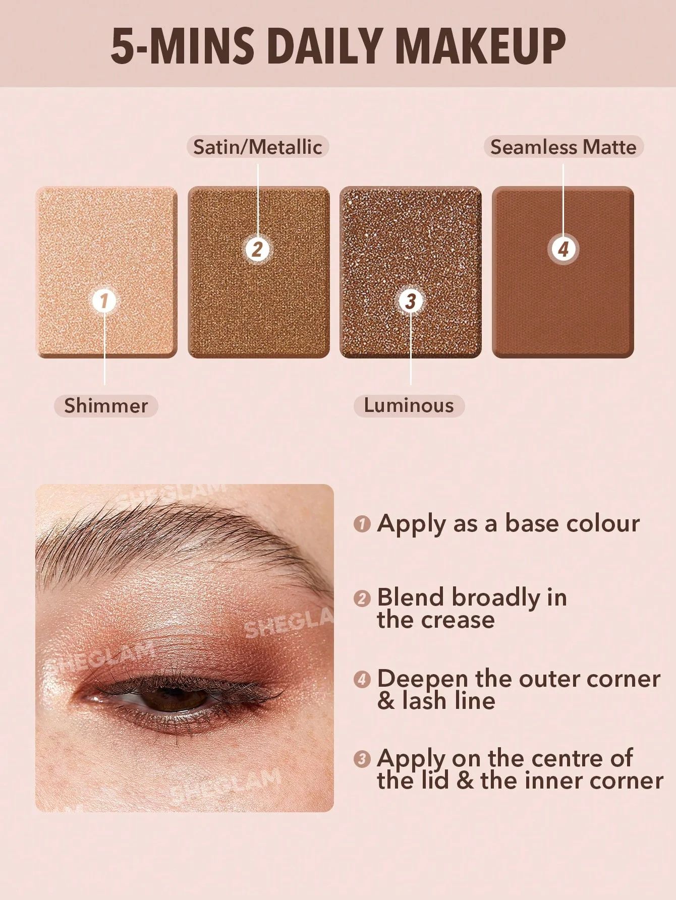 SHEGLAM Essential Square Eyeshadow Quad - VEIL_3