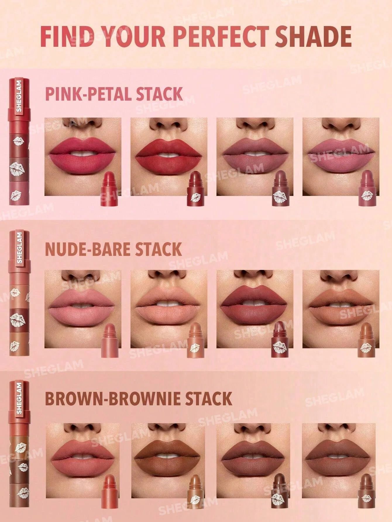 SHEGLAM Mega Lip Stacks - Brown - Brownie Stack_4