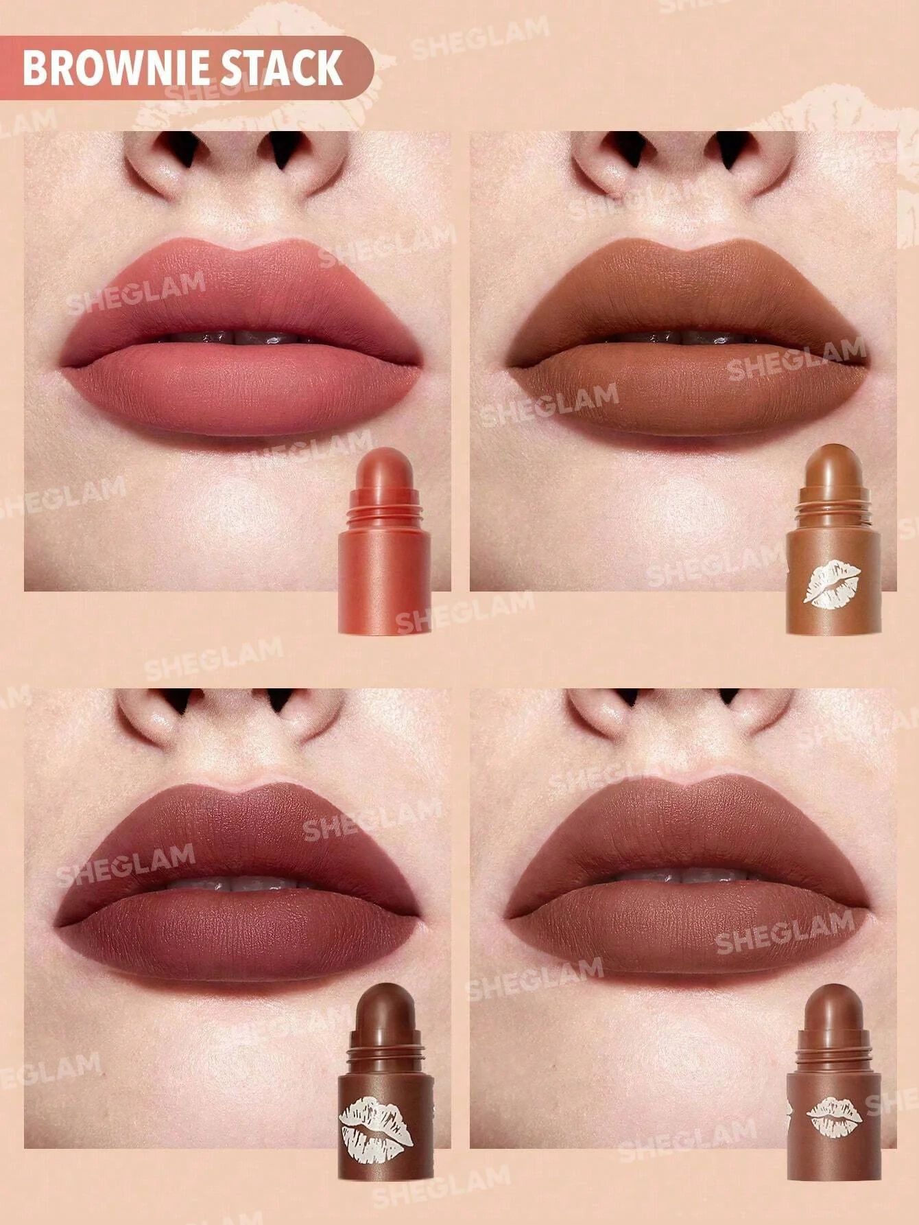 SHEGLAM Mega Lip Stacks - Brown - Brownie Stack_1