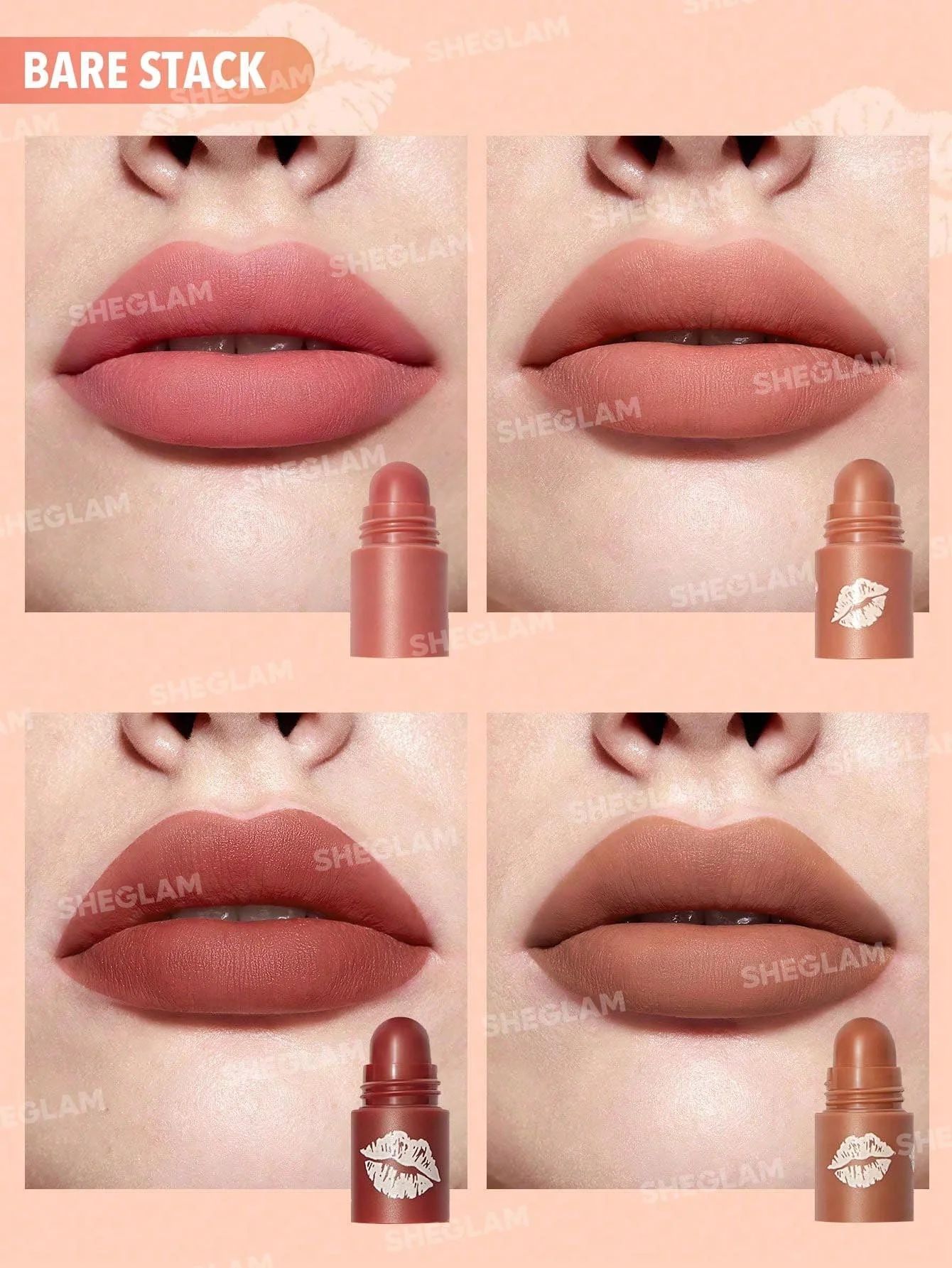 SHEGLAM Mega Lip Stacks - Nude - Bare Stack_1