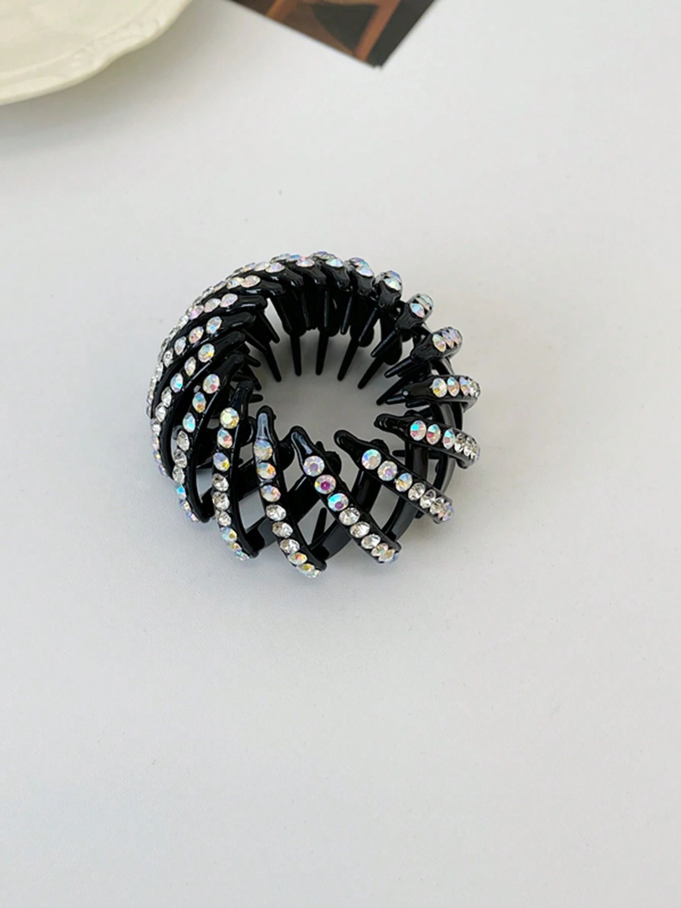 White Rhinestone Hair Bun Maker_3