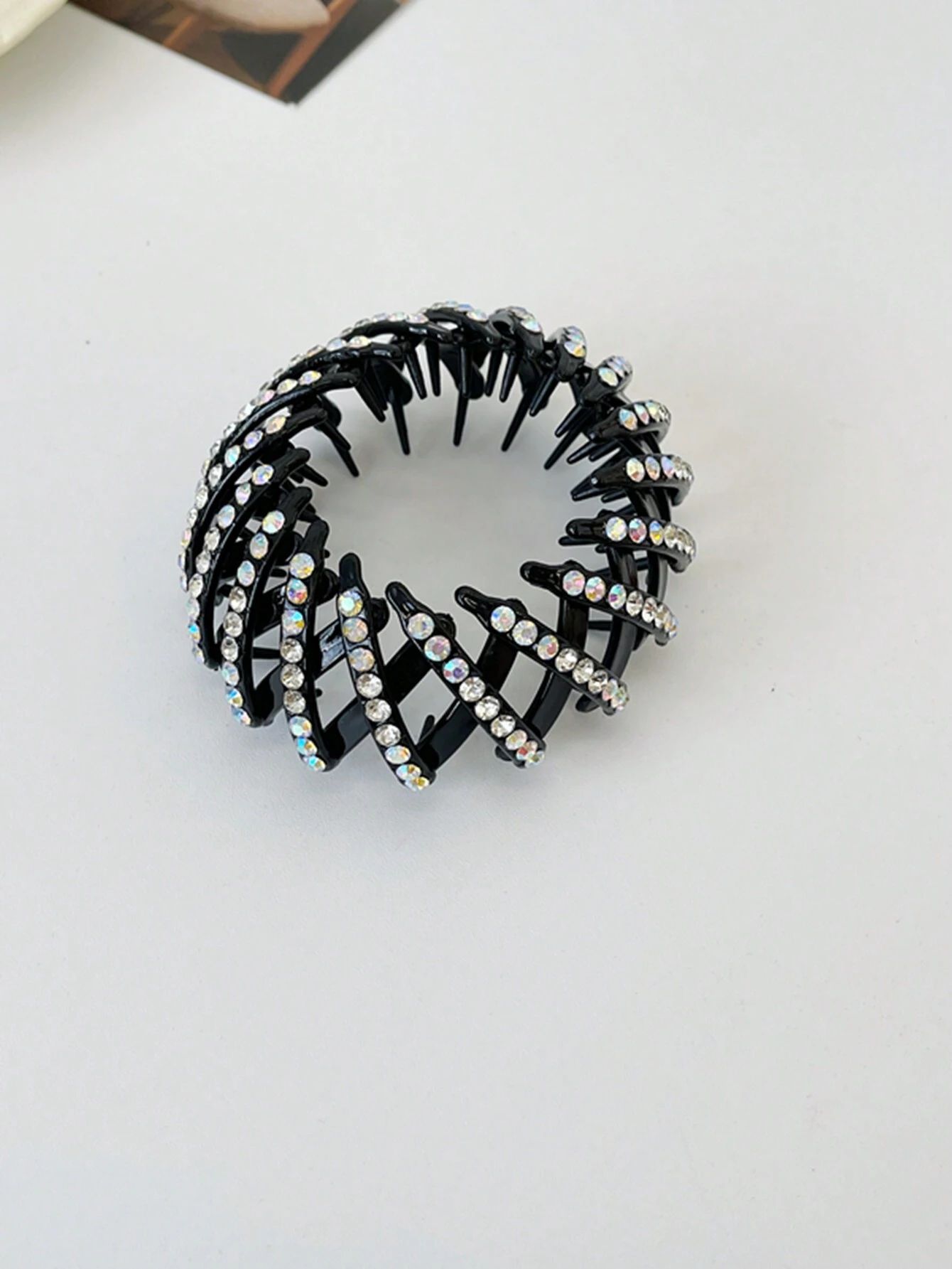 White Rhinestone Hair Bun Maker_1