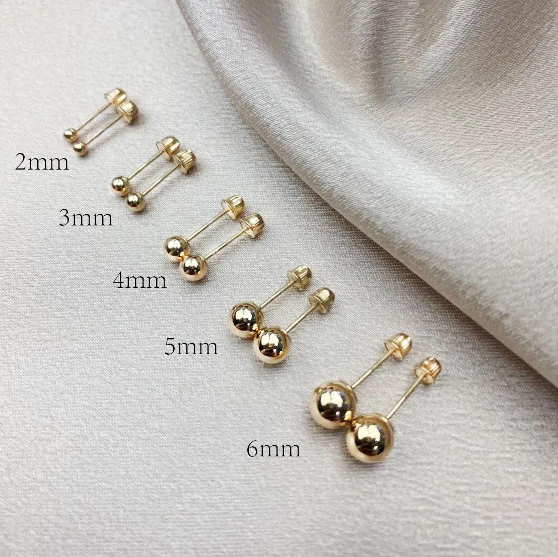 2mm 14k Yellow Gold Ball Stud Earring _0