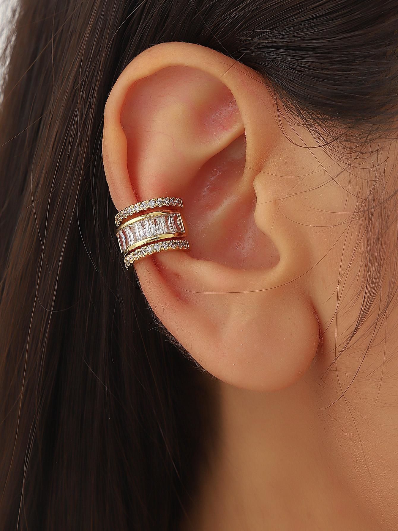 Cubic Zirconia Decor Ear Cuff_1