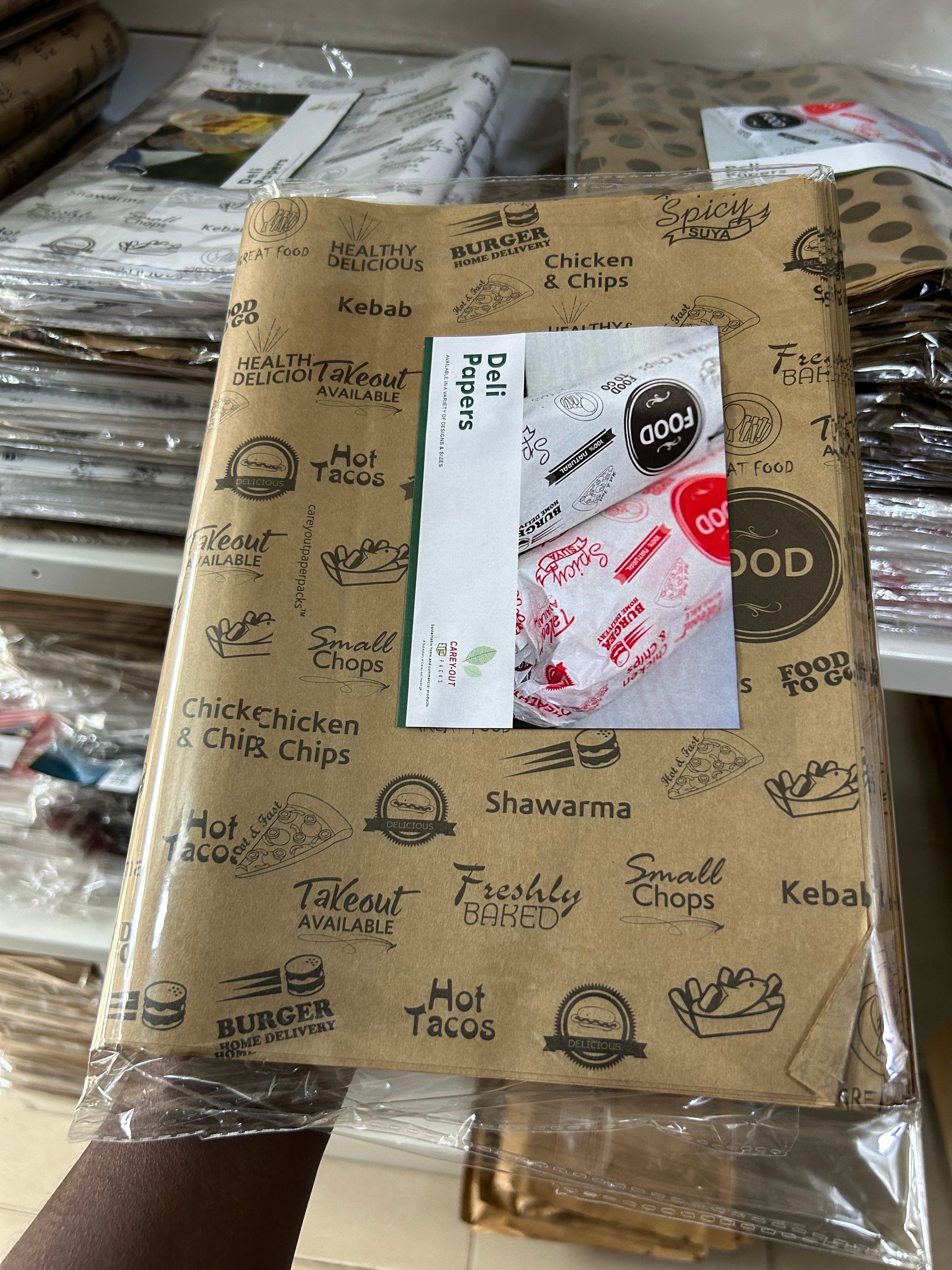 FOOD “TO GO” DELI PAPERS - 12” x 12” / BLACK & BROWN  _2