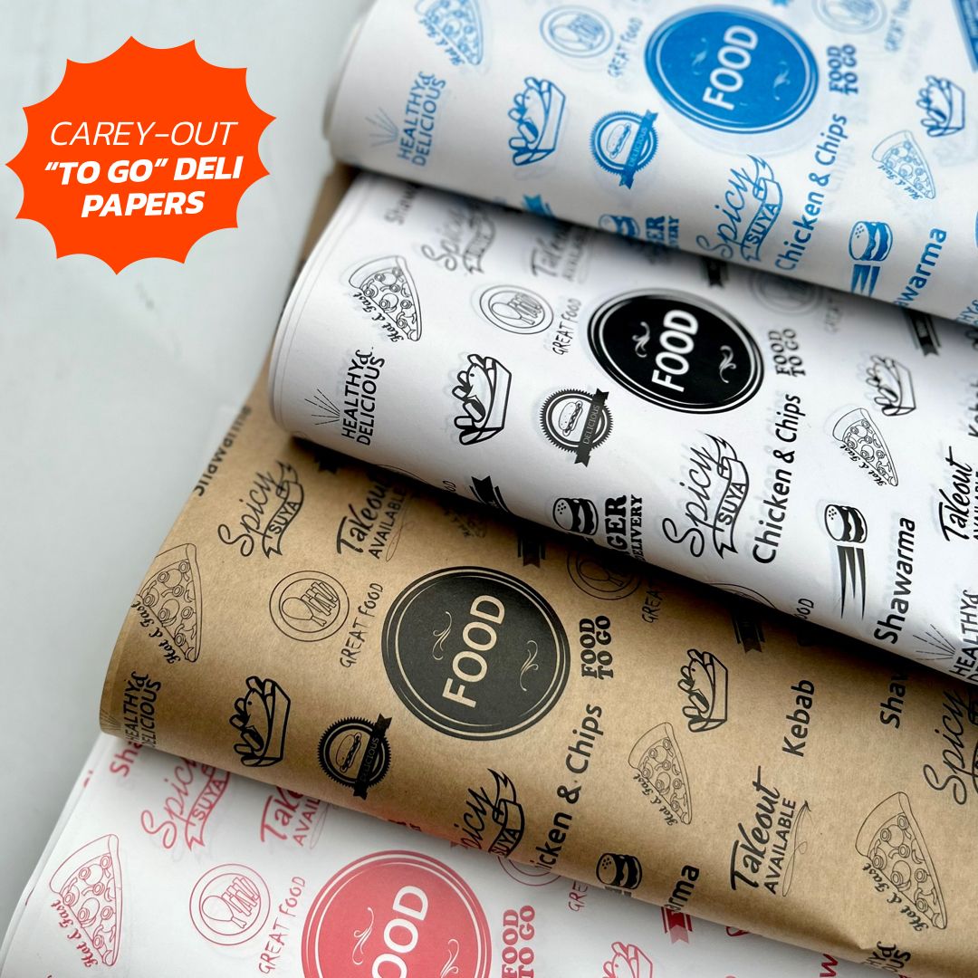 FOOD “TO GO” DELI PAPERS - 17”  x 12” / BLUE & WHITE - PACK OF 100 SHEETS_2