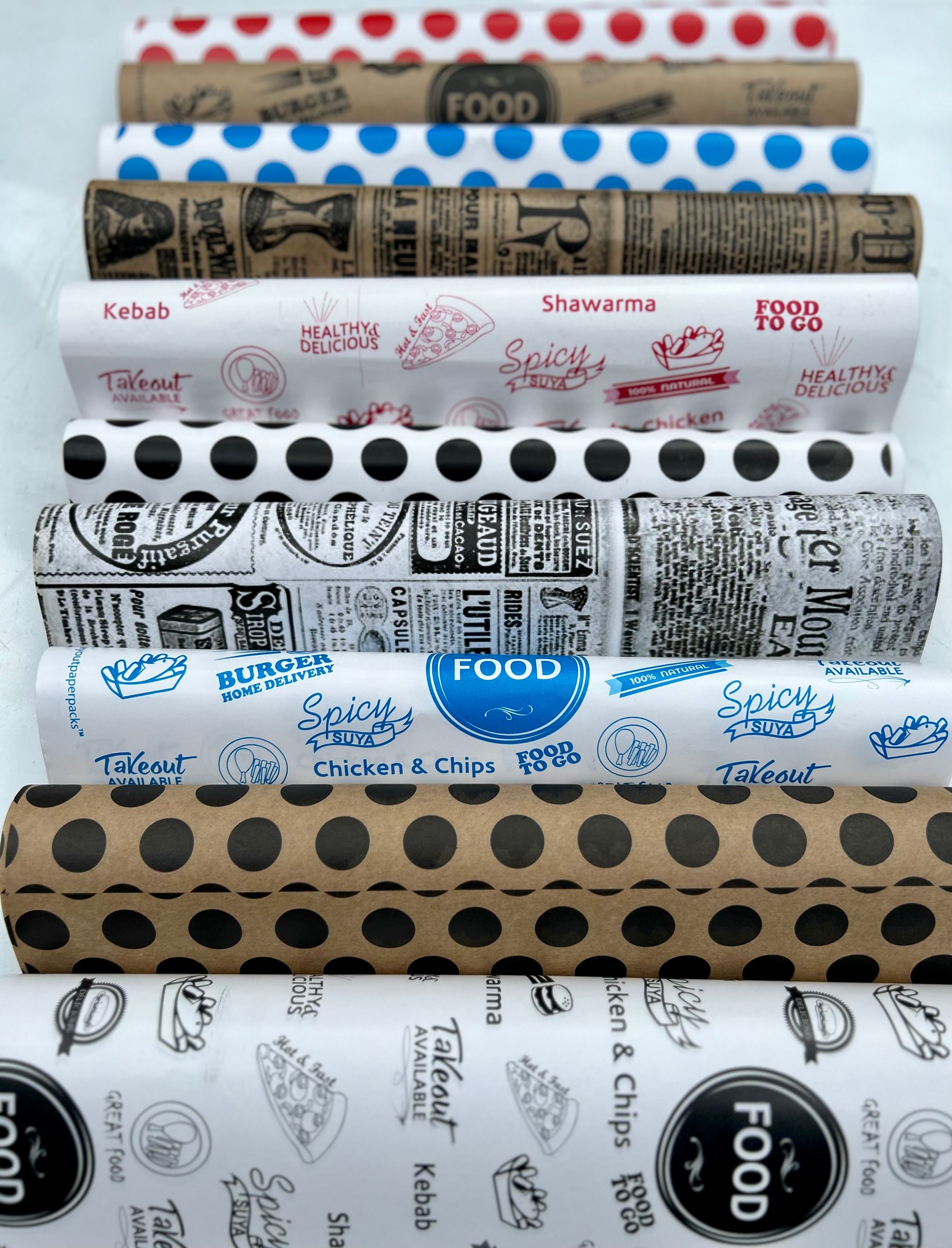 FOOD “TO GO” DELI PAPERS - 17”  x 12” / BLUE & WHITE - PACK OF 100 SHEETS_3