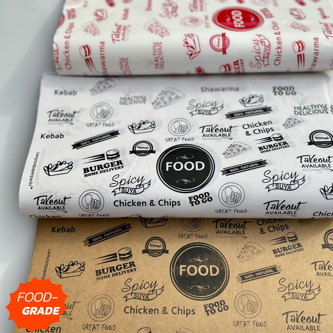 FOOD “TO GO” DELI PAPERS - 17” x 12” / BLACK & BROWN  - PACK OF 100 SHEETS_6