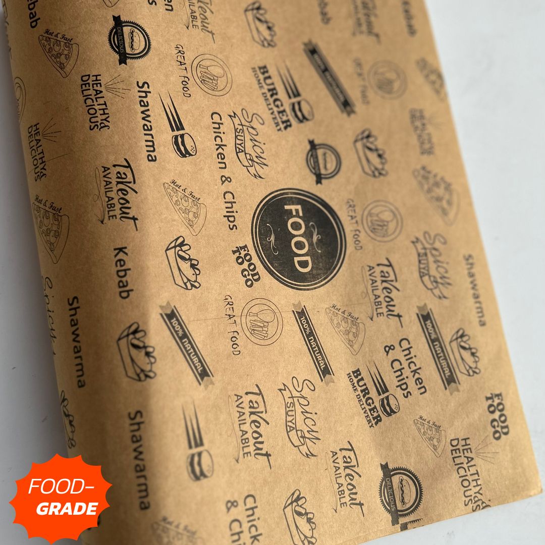 FOOD “TO GO” DELI PAPERS - 17” x 12” / BLACK & BROWN  - PACK OF 100 SHEETS_5