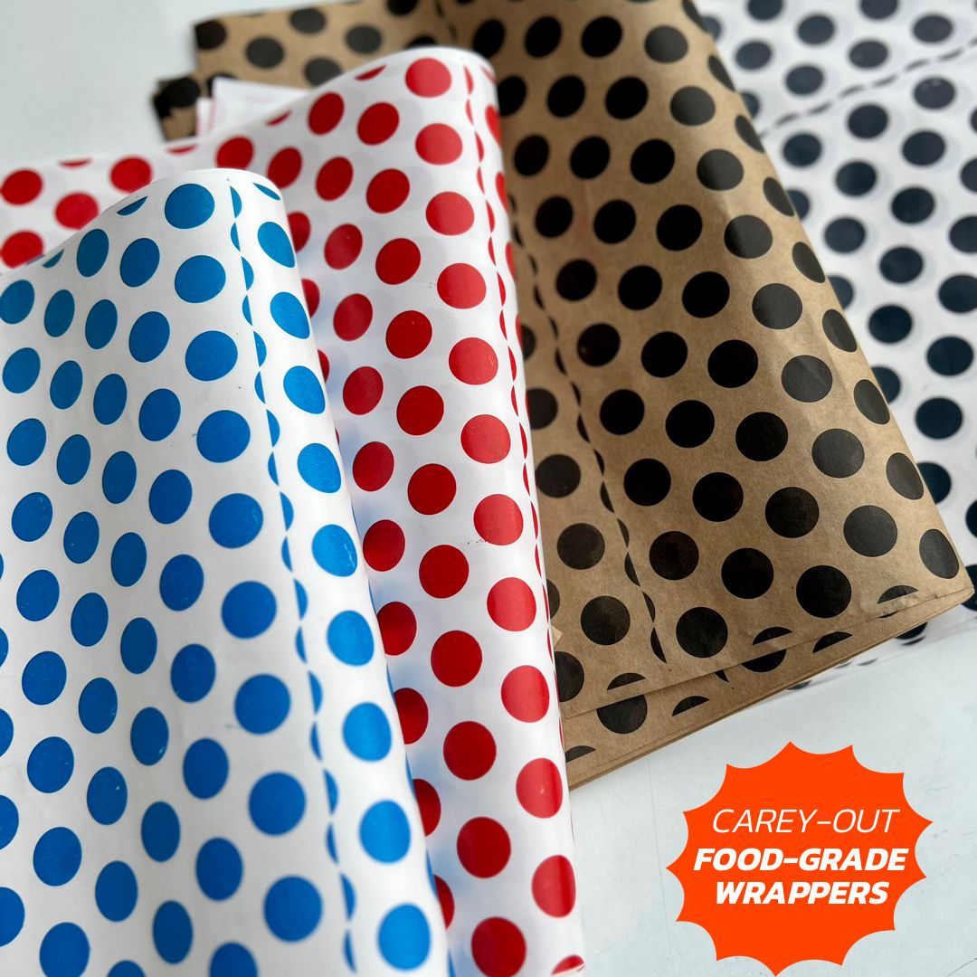 “POLKA DOT” DELI PAPERS - 8.5” x 12” / BLACK & BROWN - CARTON OF 1000 SHEETS_4