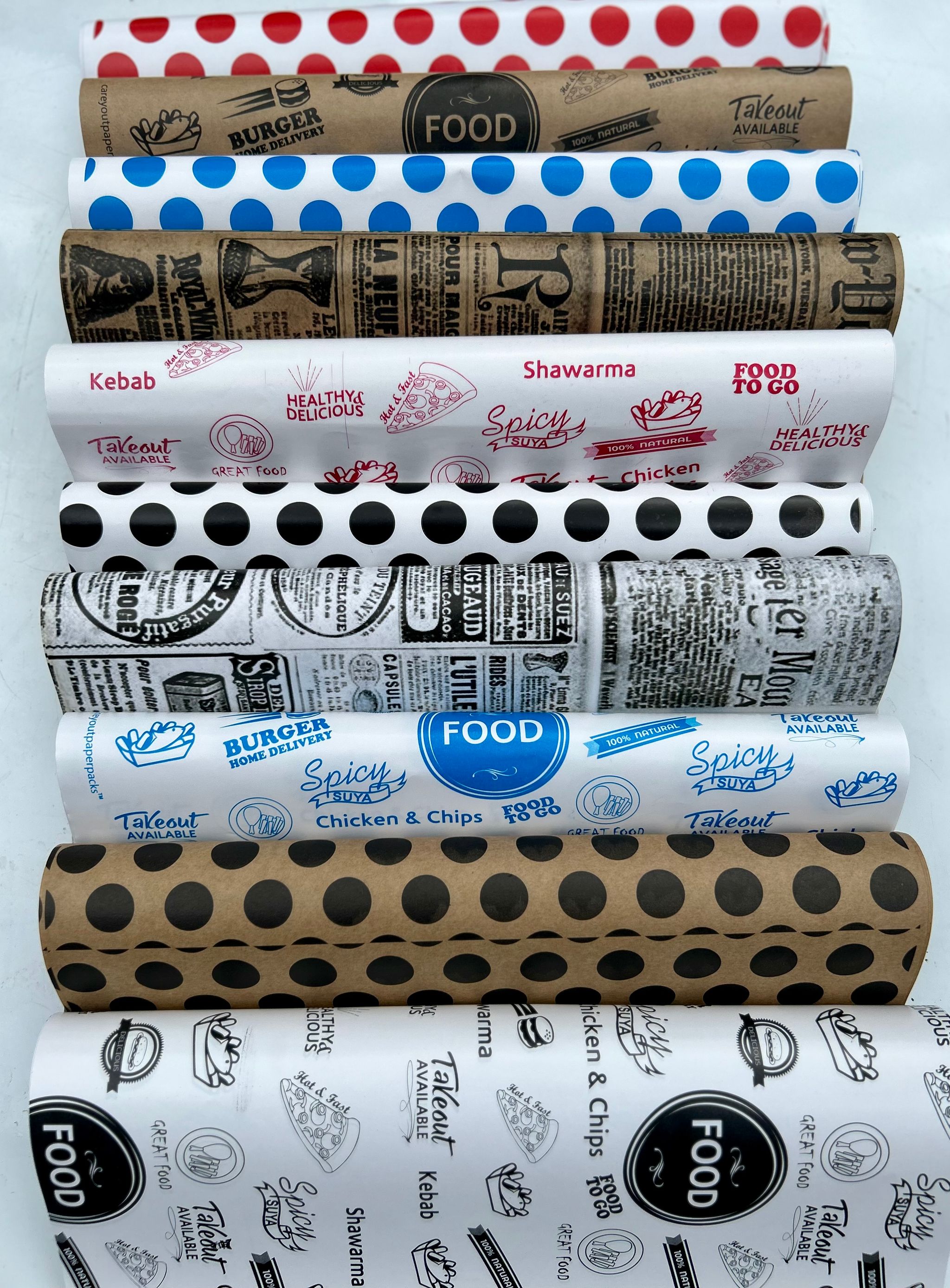 ‘’POLKA DOT” DELI PAPERS - 8.5” x 12” / BLUE & WHITE - CARTON OF 1000 SHEETS  _5