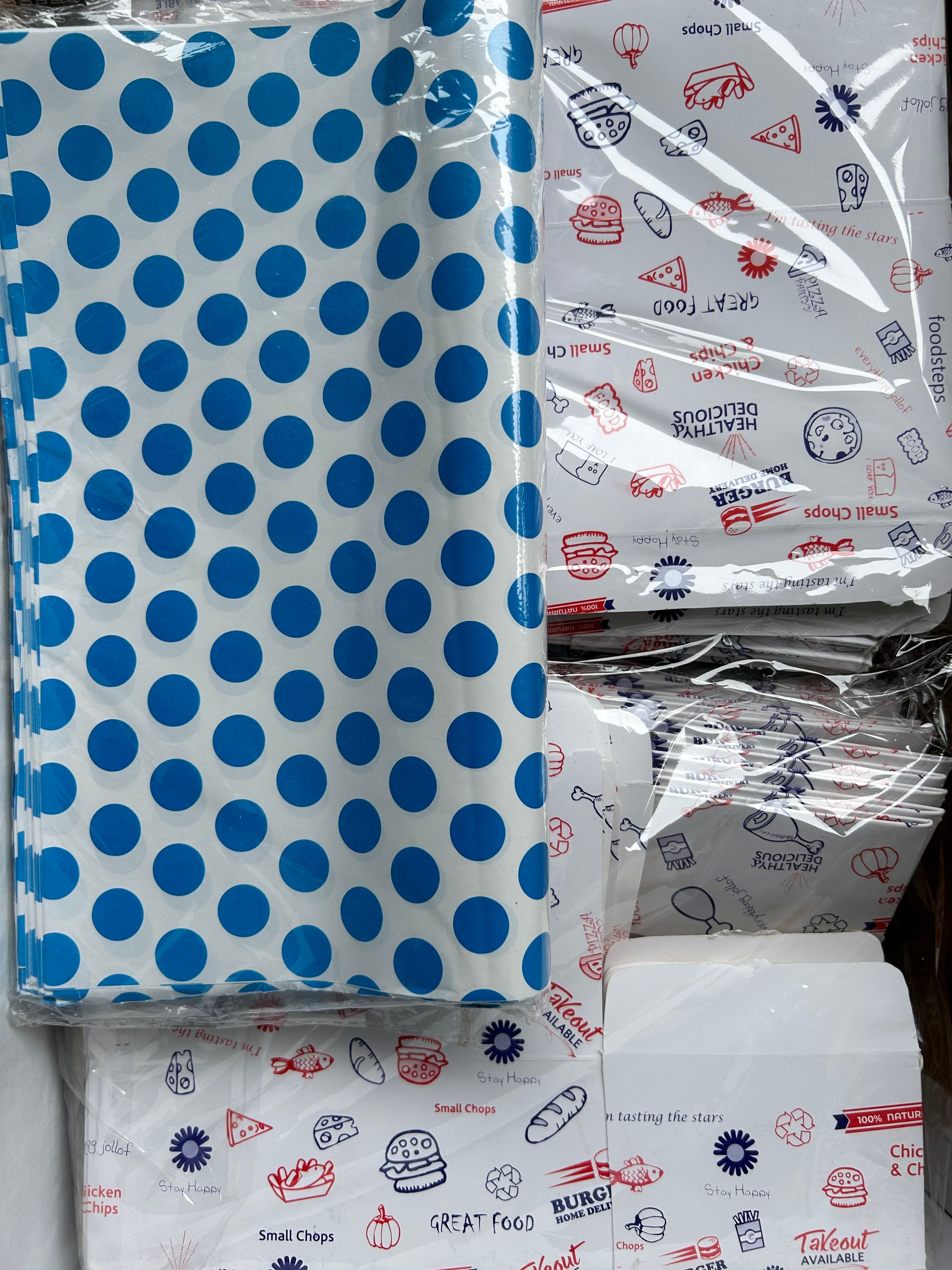 “POLKA DOT” DELI PAPERS - 12” x 12” / BLUE & WHITE - CARTON OF 1000 SHEETS_3