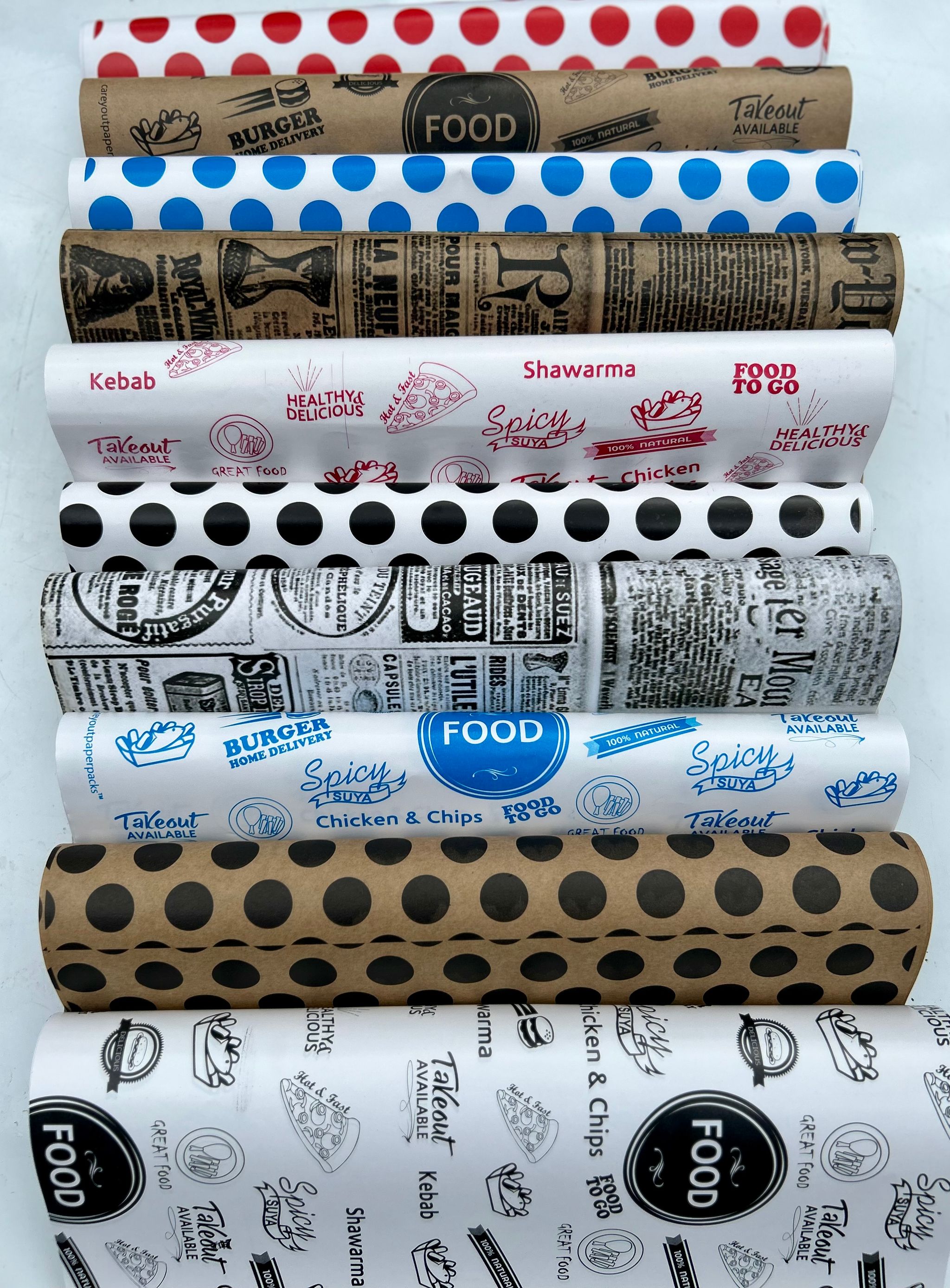 “POLKA DOT” DELI PAPERS - 12” x 12” / BLUE & WHITE - CARTON OF 1000 SHEETS_5