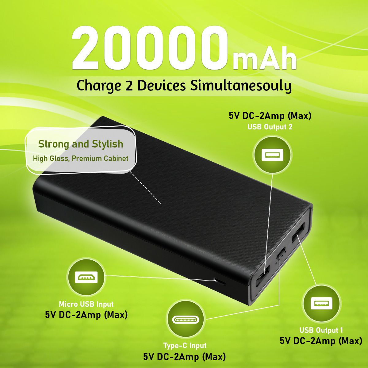 ERD PB-20KE 20000 mAh Li-Polymer PowerBank (Fast Charging, Black)_3