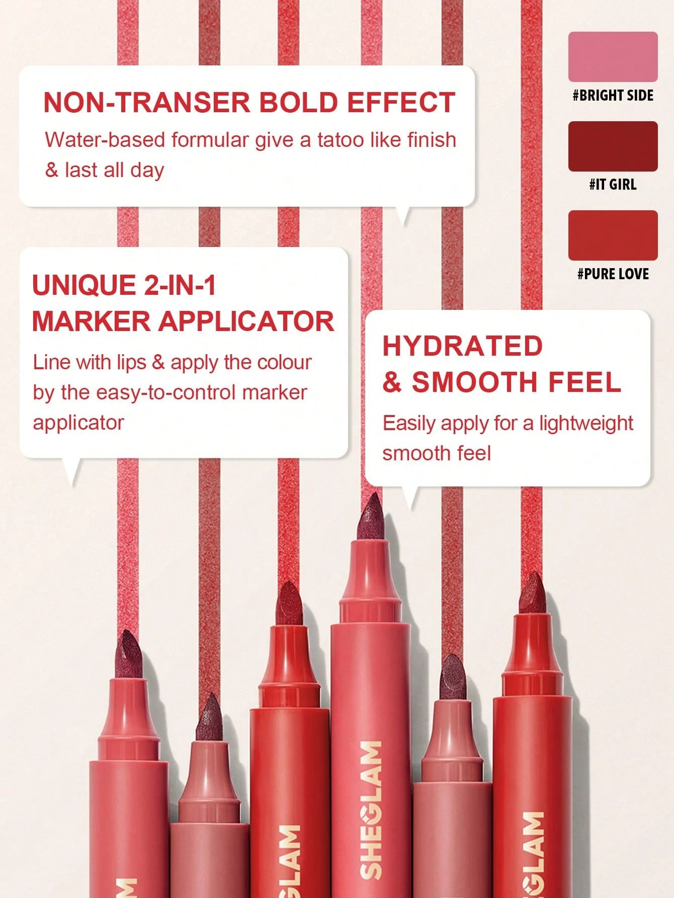 SHEGLAM Love Stained Lip Tint Marker - Pure Love_5