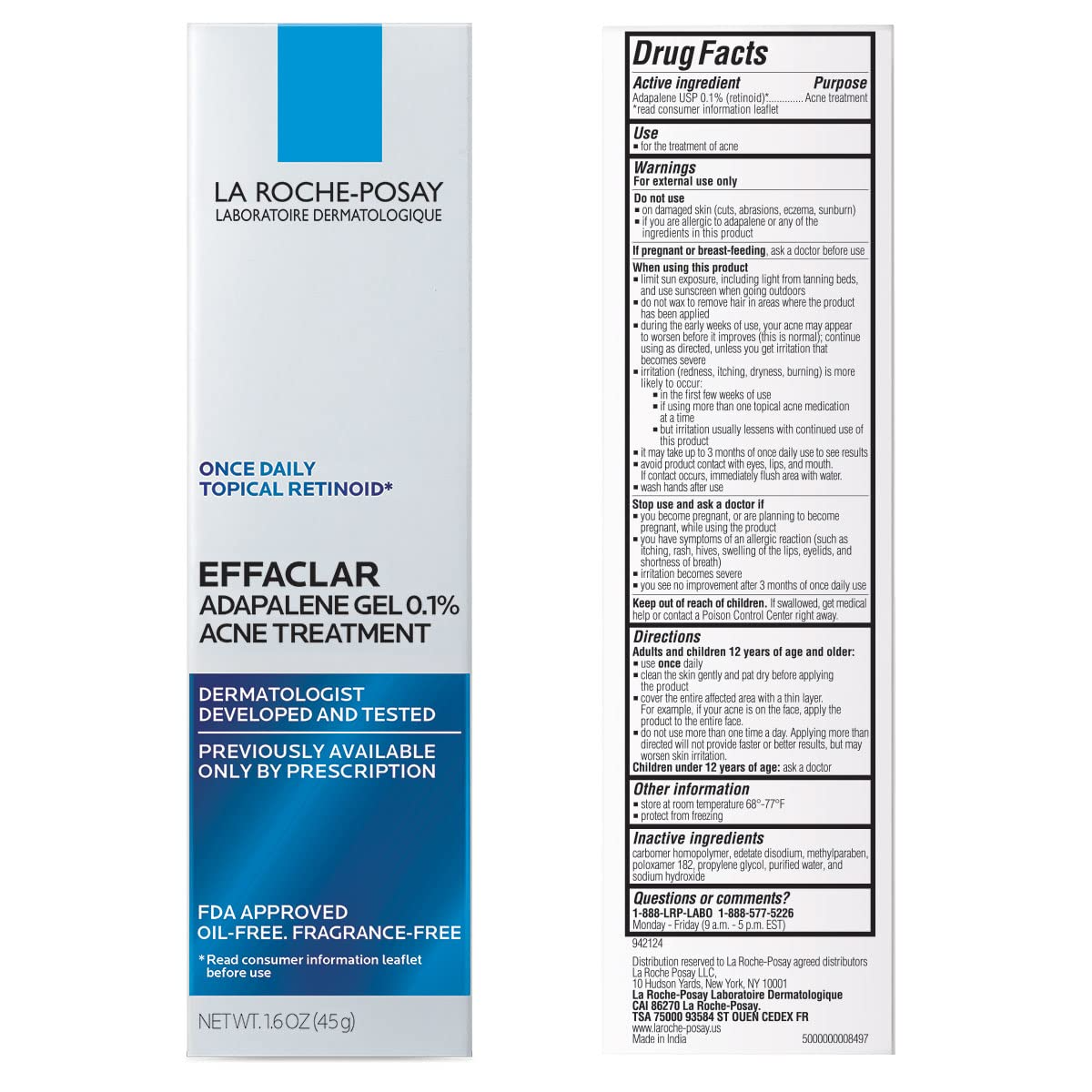 La Rocha Posay Effaclar Adapalene Gel 0.1% Acne Treatment 45g_2