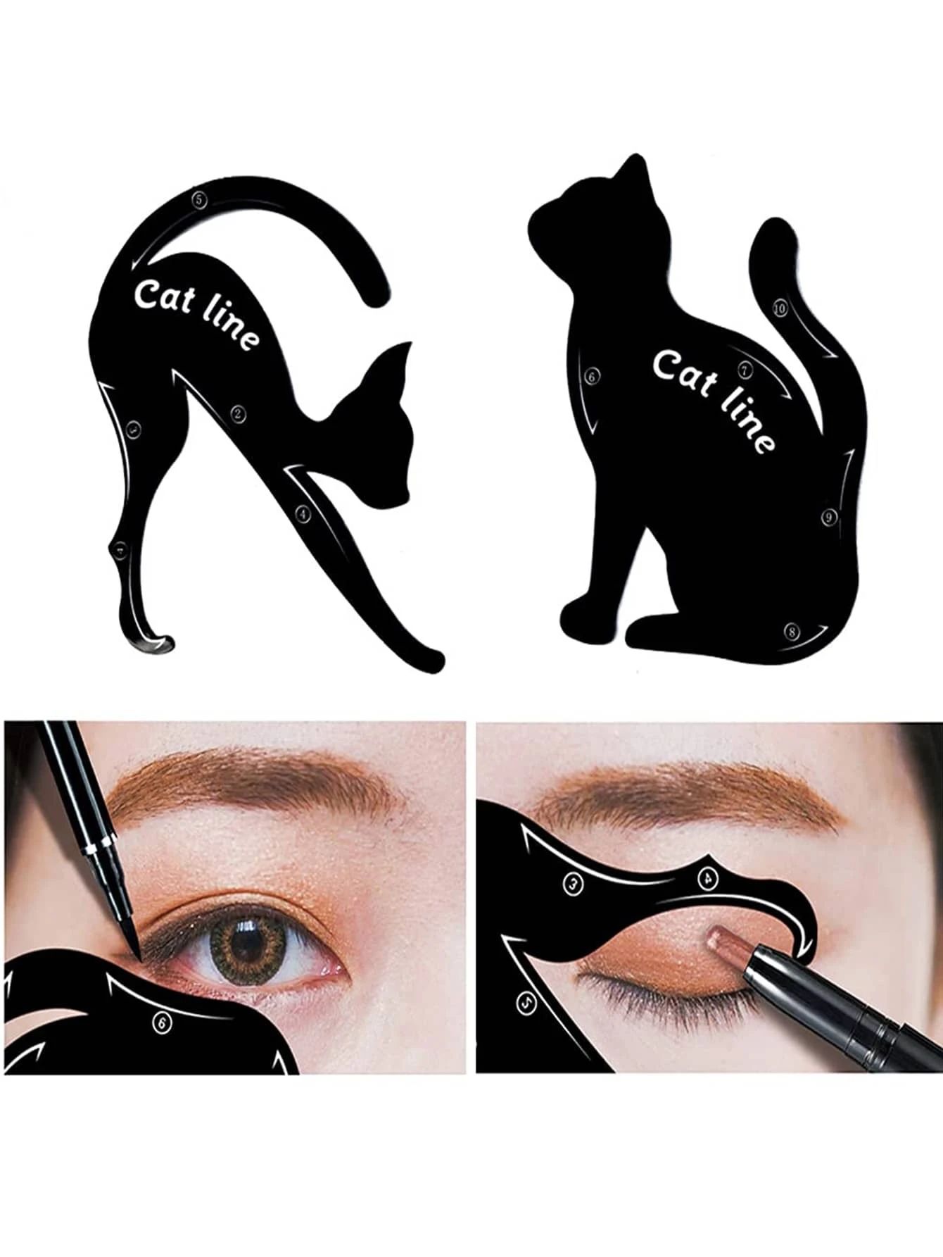 2pcs Multi-Functional Cat Shaped Eyeliner Stencil_0