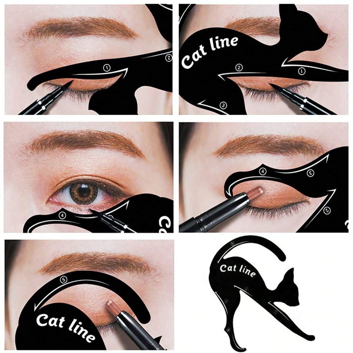 2pcs Multi-Functional Cat Shaped Eyeliner Stencil_1