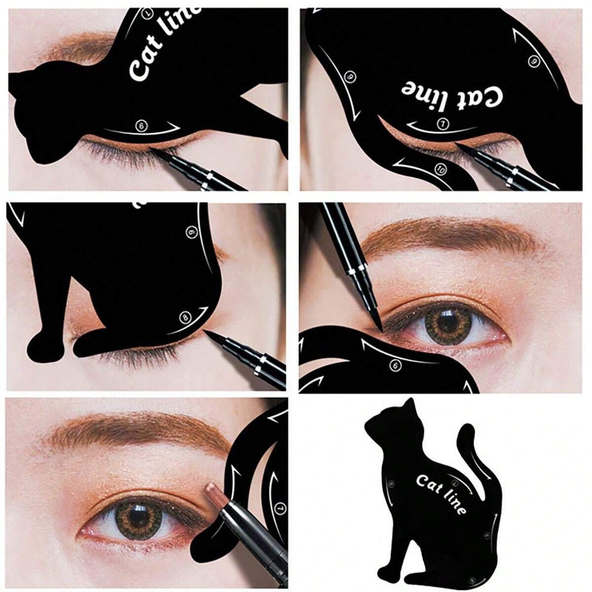 2pcs Multi-Functional Cat Shaped Eyeliner Stencil_2