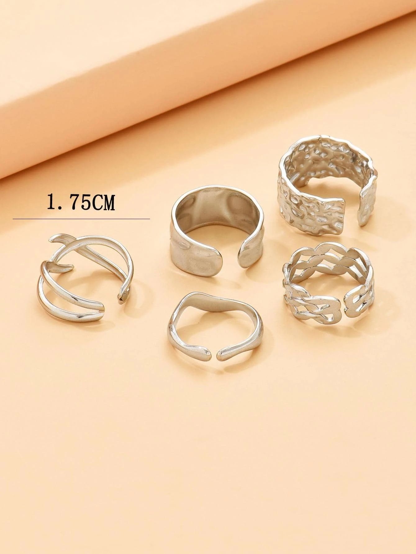 5pcs/set Chain Design Cuff Rings_2