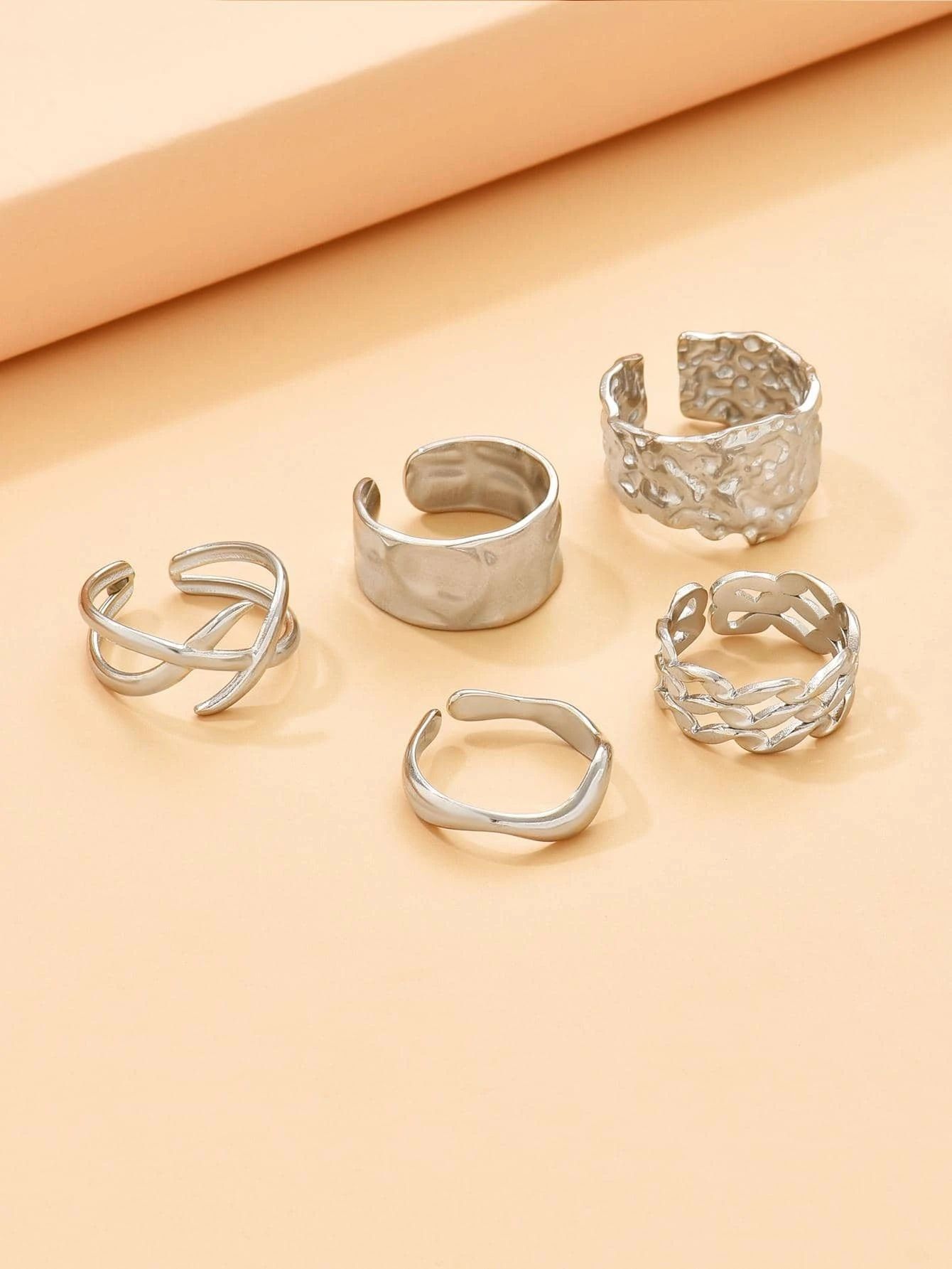 5pcs/set Chain Design Cuff Rings_1