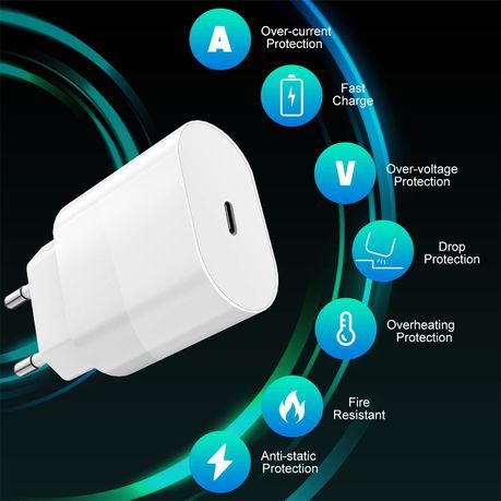 20W PD Fast Charger For iPhone with USB-C to Lightning Cable_1