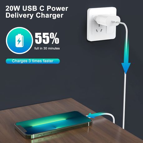 20W PD Fast Charger For iPhone with USB-C to Lightning Cable_2