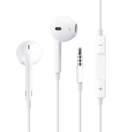 Wired InEar White Earphones With Microphone and Volume Control - WHITE_0