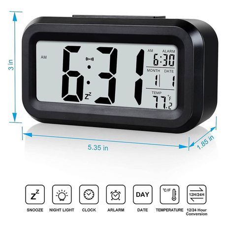 Digital Alarm Clock with LCD Screen, Date, Temperature & Humidity Display_1